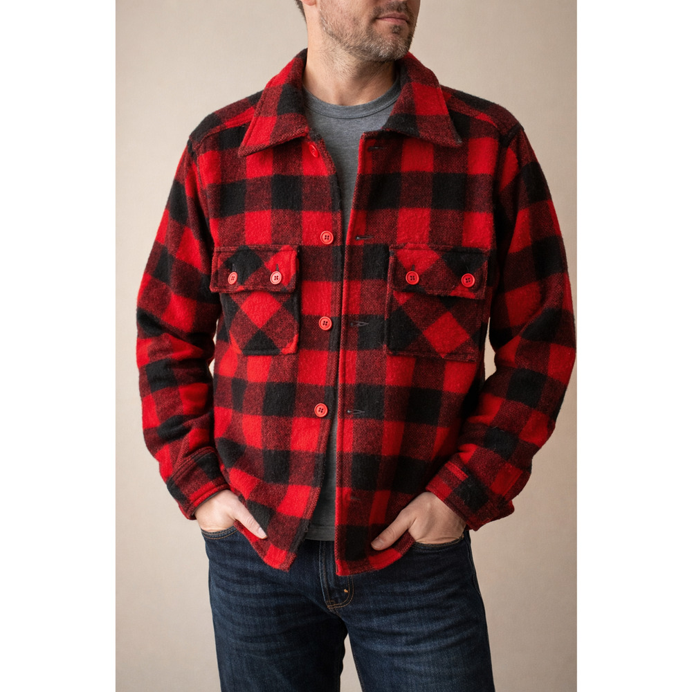 Minnesota Woolen Men's S Wool Buffalo Plaid USA Vintage Hunting